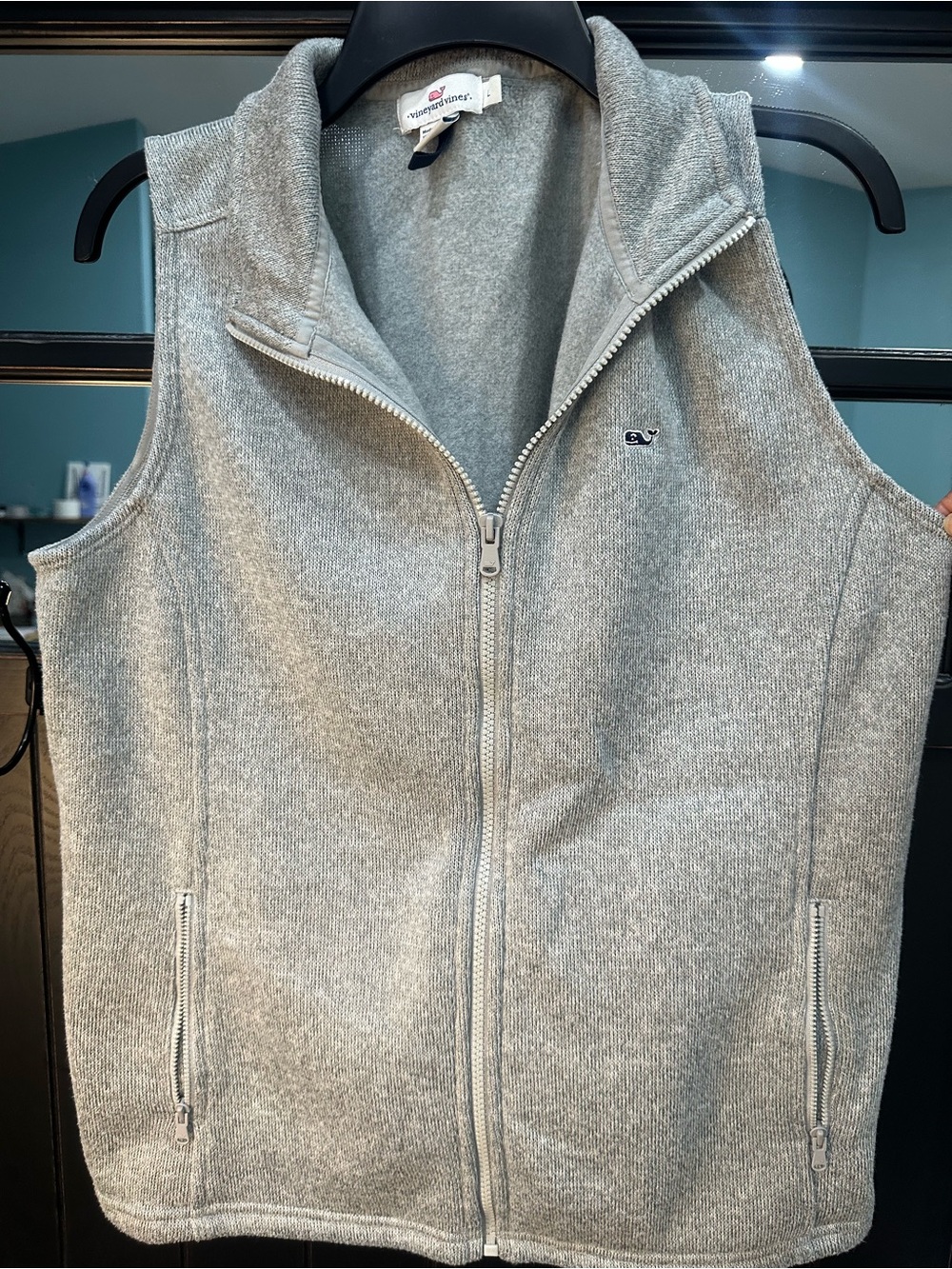 Vineyard Vines Light Gray Fleece Zip Vest